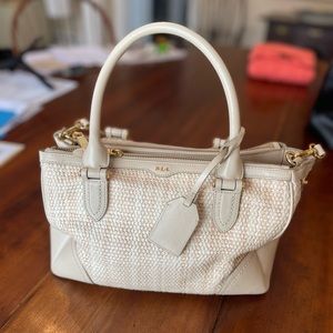 Ralph Lauren Newbury Double Zip Woven Straw Shopper Tote
